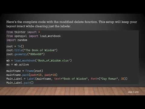 How to Delete All Labels from Frame in tkinter while Keeping Menu/Buttons