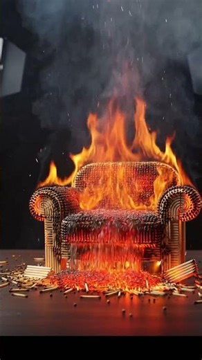 🔥 Matchstick Sofa Inferno 4,000 Sticks Burn in 9 Seconds #Shorts #satisfying #viral