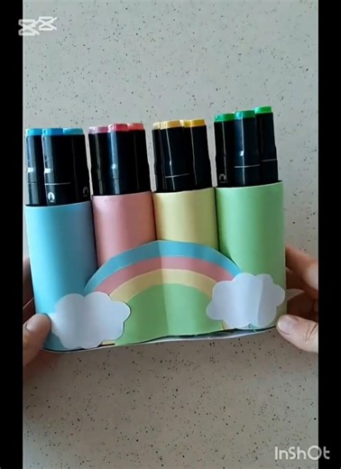 🌈 DIY Rainbow Marker Holder from Toilet Paper Rolls ♻️✨
