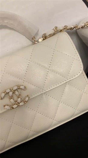 Chanel Kelly 23p Clutch With Chain White Caviar Leather Gold Hardware