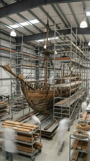 A massive ship takes shape over time