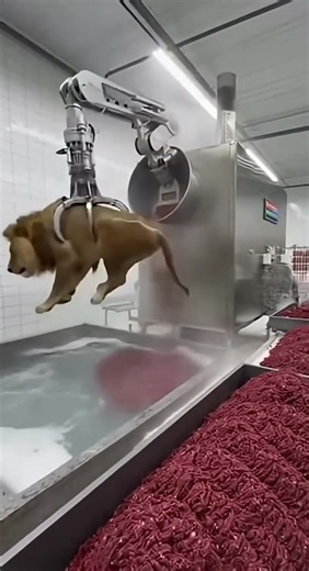 Robot Machine Processes a Lion Model! 🦁⚙️ | Futuristic Industrial Simulation