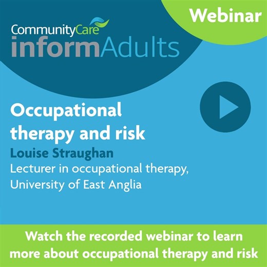 📣Calling all Occupational Therapists! Community Care Inform Adults subscribers can now watch the recorded webinar on Occupational therapy and risk given by Louise Straughan and Community Care Inform. Subscribers can access the webinar recording here 🖱️http://bit.ly/3IPIcHc #OccupationalTherapy #OTWebinar #CommunityCare #HealthProfessionals #OccupationalTherapists #RiskManagement #CommunityCareInform #SocialWork | Community Care