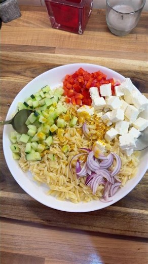 🥗 Kritharaki Nudelsalat mit Feta & Honig-Senf-Dressing