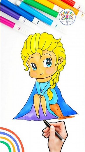 FROZEN Elsa Drawing Tutorial | How to Draw Elsa from FROZEN 🌈👸🏼 #disney #FROZEN #princess