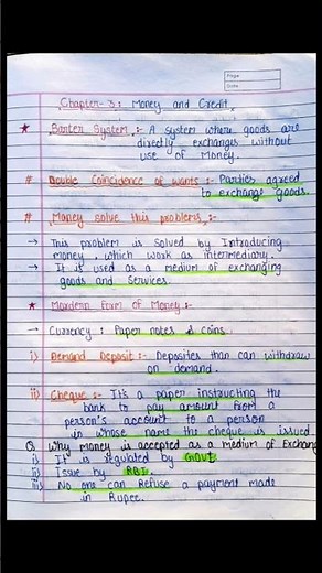 Money and Credit Notes || Class 10 Economics Chapter 3 || Academic Edu