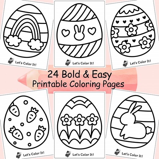 Easter Coloring Pages for Preschool, Kids Activity, Bunny & Egg Designs (printable PDF Download) - Etsy