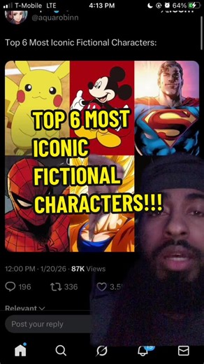 TOP 6 MOST ICONIC FICTIONAL CHARACTERS!!! #pikachu #spiderman #superman #goku #batman