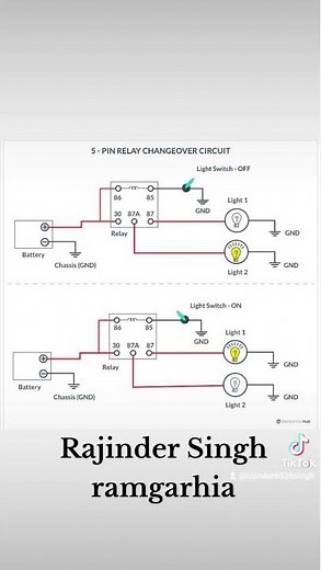 5 pin relay wiring diagram detail and switch( normally close contact and normally open contact )