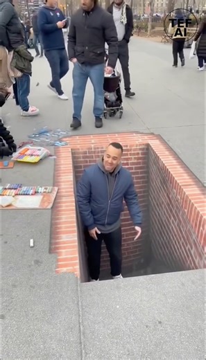 Street Artist’s 3D Chalk Staircase Leaves Pedestrians Doing a Double Take A 3D sidewalk chalk artist amazed onlookers with a hyper-realistic drawing of a staircase that appeared to drop straight into the ground. In the video, unsuspecting pedestrians walk toward the artwork and momentarily react as if they’re about to fall in—only to realize it’s a perfectly flat sidewalk illusion. The playful scene sparked laughter and disbelief as viewers watched how convincing perspective, shading, and timing