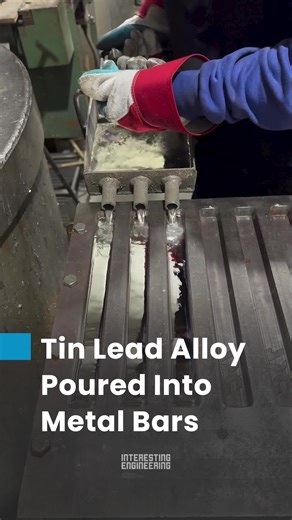 Pouring Molten Tin Lead Alloy into Metal Grooves