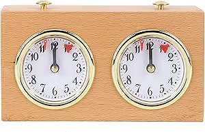 Chess Clock, Retro Wooden Chess Timer Professional, Portable Chess Clock Wooden Analog Game Mechanical Timer Count Up Down for Board Games and Chess