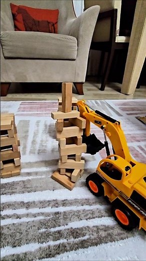 Giant Excavator vs MASSIVE Jenga Tower! Will It Collapse? #Jenga #Excavator