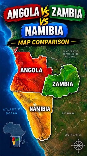 Angola vs Zambia vs Namibia | Map Comparison 🌍