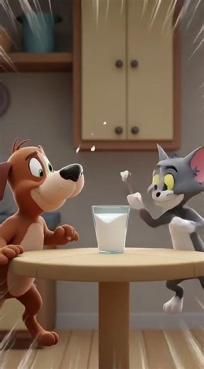 Tom e o Cachorro disputam o leite #shorts #funny