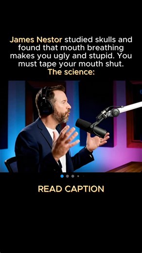 project.rich.mond on Instagram: "50% of the population breathes through their mouth. This causes: Receding chins (weak jawline). Sleep apnea. Lower oxygen uptake (brain fog). Anxiety (mouth breathing triggers fight-or-flight). The Nose: The nose is a filter, a humidifier, and a regulator. It releases Nitric Oxide, a molecule that expands blood vessels and lowers blood pressure. The Hack: Buy simple medical tape (Micropore). Before you sleep, tape your lips together. It sounds crazy, but it force
