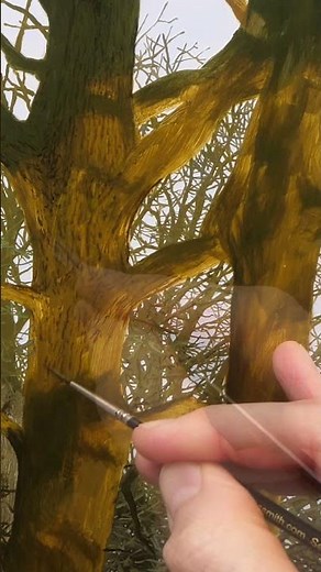 Painting Hyper-Realistic Tree Branches #satisfying #artlessons #nature