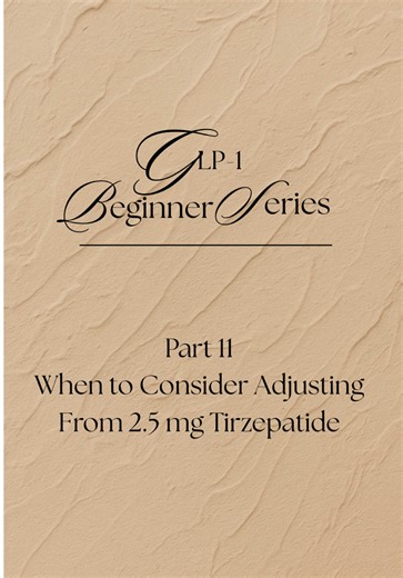 2.5 mg tirzepatide is a starter dose meant to establish appetite regulation and consistency. This video explains how hunger patterns and portion changes are evaluated over time when discussing adjustments with a provider. Educational content only. Part 11 GLP beginner series