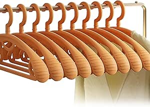 Plastic Clothes Hanger, Extra Thick Plastic Wide Shoulder Adult 360 Degrees Rotate Slip Resistant Standard Clothing Hanger Ideal for Everyday Use Orange 10 Pack