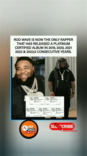 🎤🔥Rod Wave makes history with platinum albums 5 years in a row (2019–2023).#Shorts"