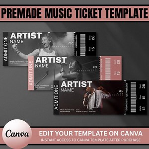 Editable Concert Ticket Template: DIY Printable Canva Ticket (digital Download) - Etsy Australia