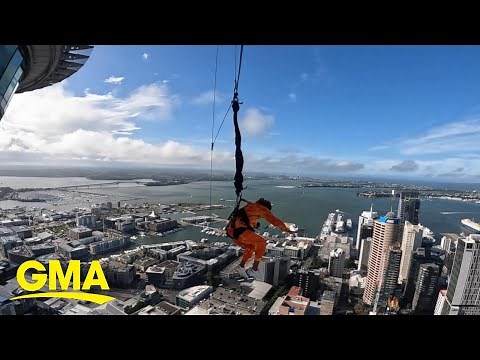 Robin Roberts makes 'once-in-a-lifetime' jump from New Zealand Sky Tower | GMA