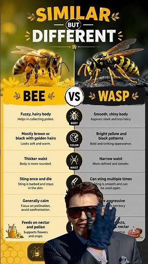 🐝 Bee vs Wasp — Similar, But VERY Different! 🐝⚡