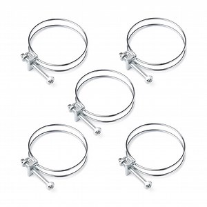 POWERTEC 5PK 2-1/2 Inch Double Wire Hose Clamp with bolt, Adjustable Hose Clamps for Dust Collector, Dust Collection Hose and Dryer Vent Hose, Pipe Clamp, Worm Gear Clamp (Color May Vary) (70197)