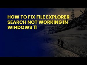 How to Fix File Explorer Search Not Working in Windows 11