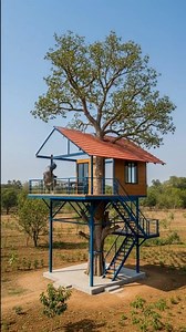 6.8M views · 102K reactions |  Tree House / Construction #treehouse #treehouseshed #steelconstruction #constructionreels #indianfabrication #sitework | Bharat Weldings | Facebook