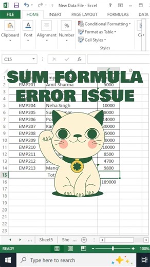 Excel SUM Error 😱 Data Text Mein Hai? Ye Trick Use Karo #ytshorts #shorts #excel #exceltips #reels