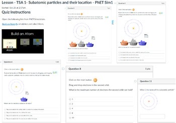 Canvas Self-Graded TSA - 1,2,3,&4-Subatomic particles -Build an Atom PhET Sim