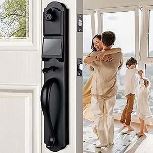 Keyless Entry Door Lock Set, Camelot Trim Exterior Door Handleset with Single Cylinder Deadbolt, Heavy Duty Front Door Lockset, Left Handed, 17.52'' Length