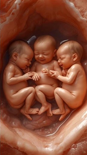 Triplet Pregnancy Development 👶👶👶 | Triple Baby Growth & Fetal #shorts #unbornbaby #cute