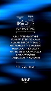 FACE 2 FACE @ IKARUS FESTIVAL / HADE CAGE 😈 ⛓️‍💥 LINE-UP ANNOUNCEMENT Face 2 Face is set for its Ikarus Festival debut. On Friday, the globally rooted F2F concept steps into the Hade Cage with a hard-hitting line-up made for this space. Two artists. One booth. No escape. ⛓️‍💥LINE-UP (A–Z): A.N.I. F2F NOTMYTYPE fumi F2F Stef de Haan Human Error F2F DVAID KNTRLVRLST F2F zwilling. Mad Dog F2F Kruelty Natte Visstick F2F Jazzy Saika F2F Pønti Tanja Miju F2F Kotorri Driven by its global underground