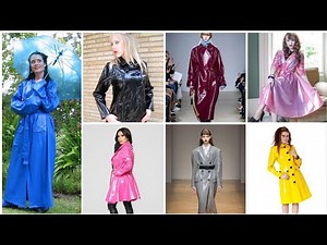 Shiny rubber raincoat for women