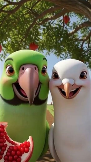The parrot and the pigon planted a pome granate tree together 😭 #ai #parrot #pigon