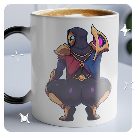 Jhin Mug (magic Mug) Cheeky - Heat Sensitive Color Morphing - Black Mug Reveals Design With Hot Drink Cheeky - Etsy Australia