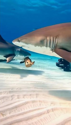 Great White vs Bull Shark — 4K Ocean Showdown 🦈🔥 #oceanlife #shark #underwater
