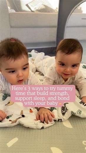 Tummy time builds critical neck, shoulder, and core strength - but research suggests it may also support better sleep. Here's what the science tells us 👇 Research shows that more physically active babies tend to sleep longer at night. Tummy time is your baby's first form of exercise, building the foundation for healthy movement patterns as they grow. Tummy time may tire babies out in a healthy way, similar to how exercise helps adults sleep better. The effort required to lift their head, push u