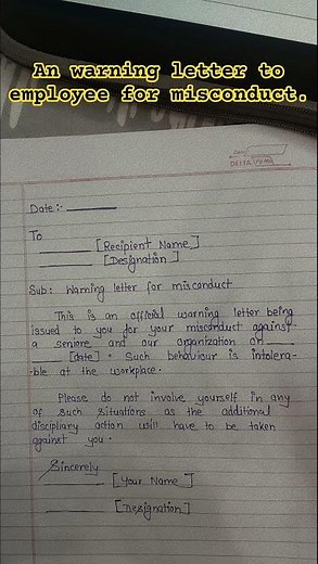 An warning letter to employee for misconduct || How to write warning letter for employee misconduct