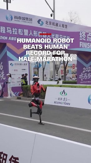 A humanoid robot won a half-marathon in Beijing in 50 minutes and 26 seconds, finishing faster than Ugandan runner Jacob Kiplimo’s world record. #cnn #news #humanoidrobot