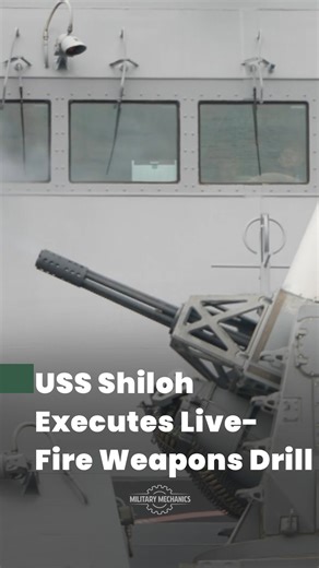 558K views · 10K reactions | USS Shiloh conducted live-fire CIWS and 5-inch gun exercises in the Philippine Sea, demonstrating combat readiness while supporting regional security. Forward-deployed to Yokosuka, the cruiser operates under Task Force 70 to strengthen U.S. and allied presence in the Indo-Pacific region. | Military Mechanics | Facebook
