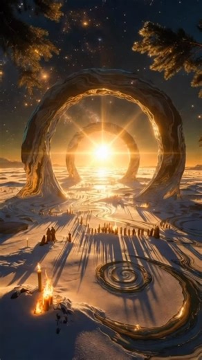 The Sun Was The Central Symbol At the winter solstice, the sun reaches its lowest point in the sky, appearing to pause on the horizon for three days before rising a little higher once again. To ancient peoples—farmers, star-watchers, priests, and seekers of meaning—this pause was not just an astronomical event, but a sacred moment when the world held its breath. In the sun’s stillness they sensed the threshold between death and renewal, darkness and returning light. When the sun began its gradua