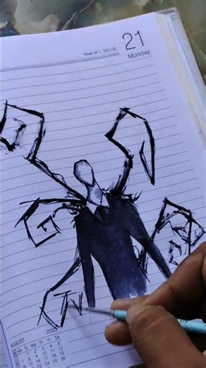 Slender Man Quick Pen Sketch 👁️🌫️ | Horror Drawing #Shorts