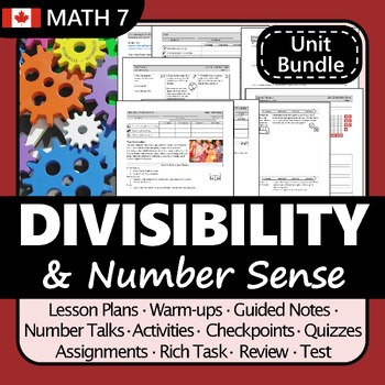 Divisibility and Number Sense Math 7 Unit Bundle | Multiples Factors GCF LCM