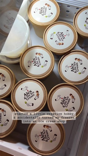 a creative hobby that also turns my freezer into a little ice cream shop 😍 a random little thing that makes me happy! ice cream labels with flavors labeled on the top, coming soon #simplejoys #happytips #homemadeicecream #creativehobbies #creatorsearchinsights