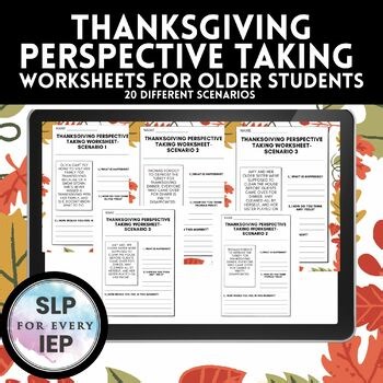 Thanksgiving Perspective Taking Worksheets for Older Students