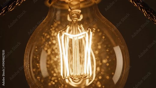 Light bulb glow from inside with warm orange color and soft shadow effects in a dim space