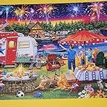 Buffalo Games - Fourth by the Lake - Nancy Wernersbach - 500 Piece Jigsaw Puzzle for Adults - Festive 4th of July Patriotic Puzzle with Fireworks - Finished Size 21.25 x 15.00